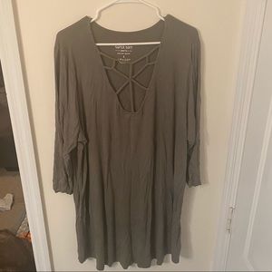Olive green shift dress